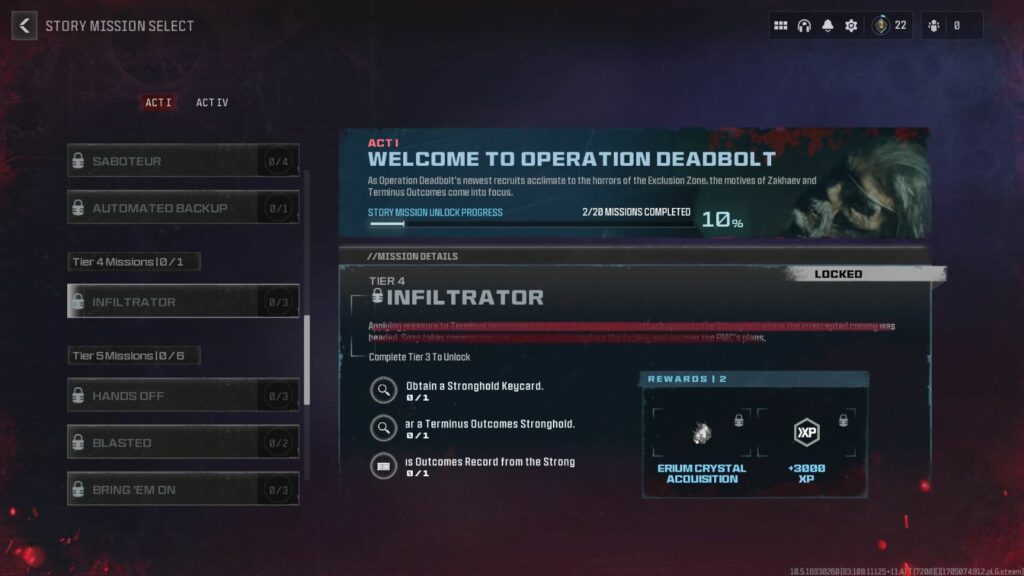 Terminus Outcomes Stronghold missions