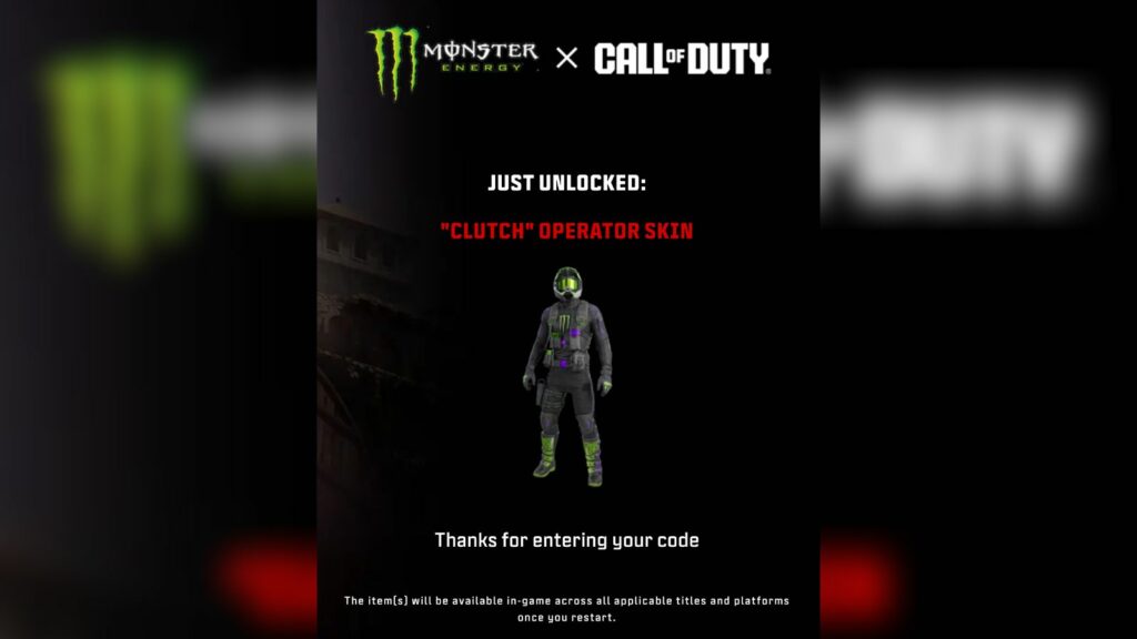 Call of Duty Monster Energy "The Beast" operator skin in Modern Warfare 3 unlocked