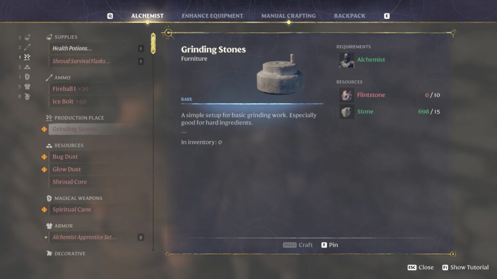 How to farm in Enshrouded - use grinding stones