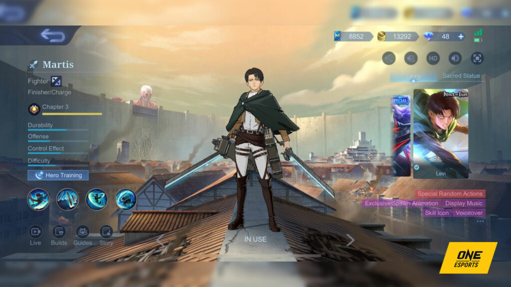 Mobile Legends: Bang Bang AoT Levi Martis skin in game screenshot