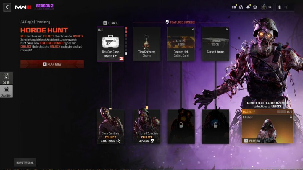 Horde Hunt event Killshot skin MW3