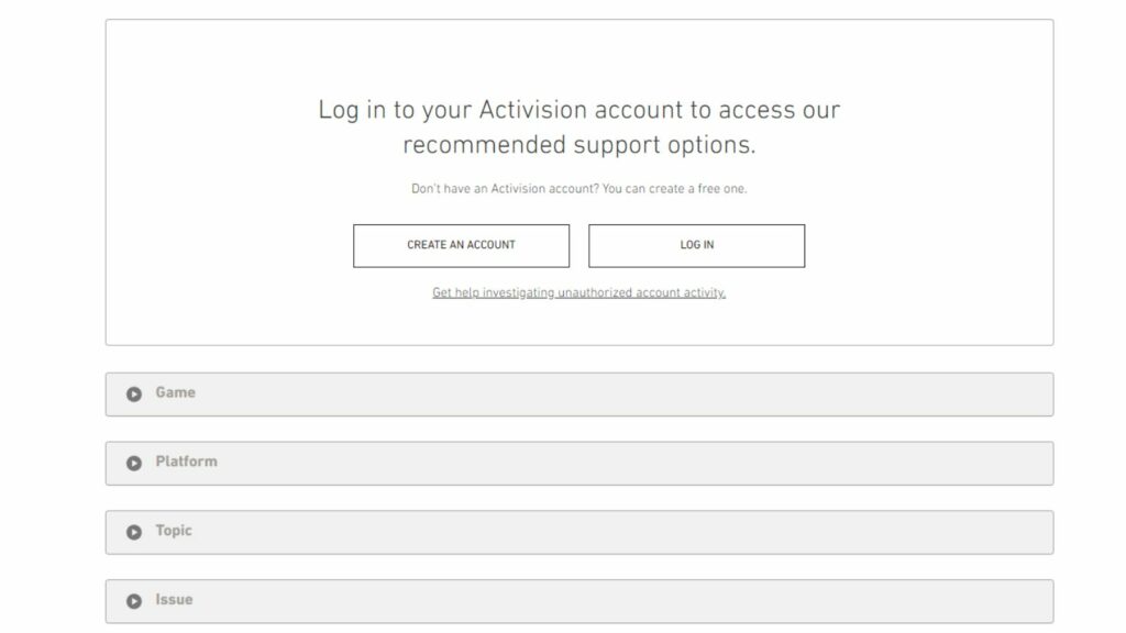 MW3 support Activision menu