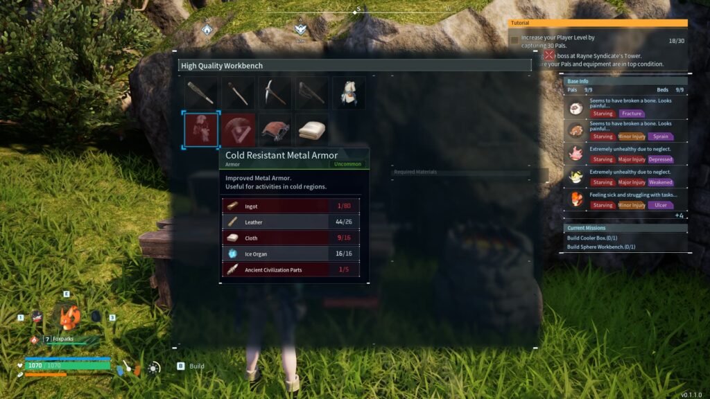 Palworld cold resistance gear