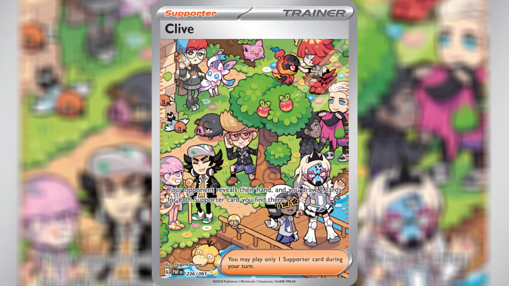 Pokemon TGC Clive card in Paldean Fates set
