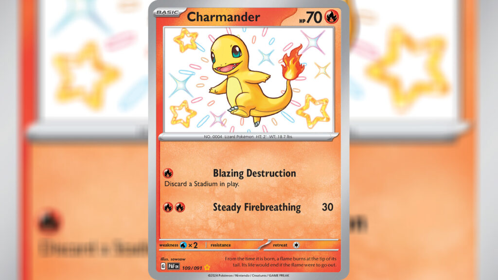 Pokemon TGC Charmander card in Paldean Fates set