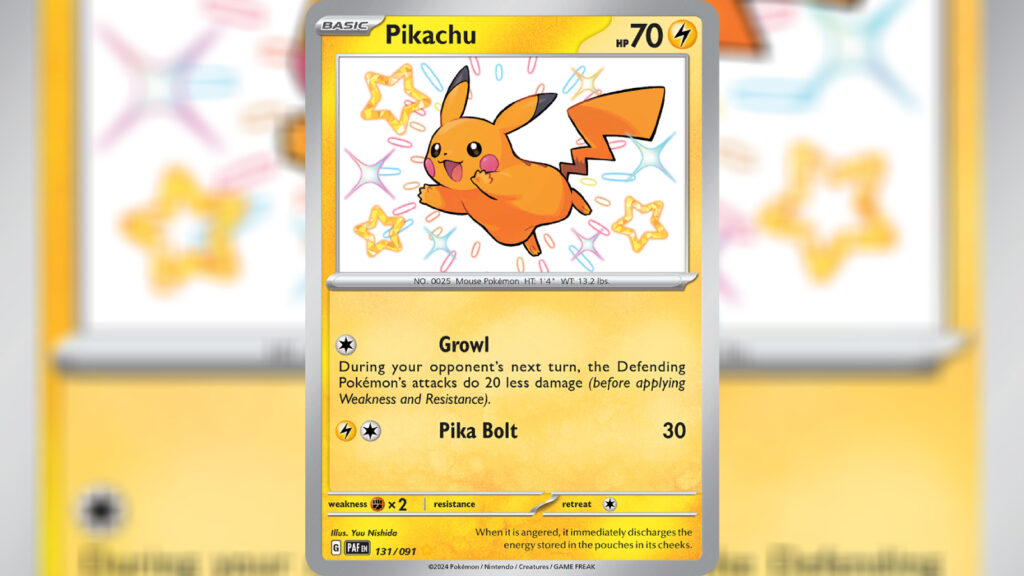 Pokemon TGC Shiny Pikachu card in Paldean Fates set