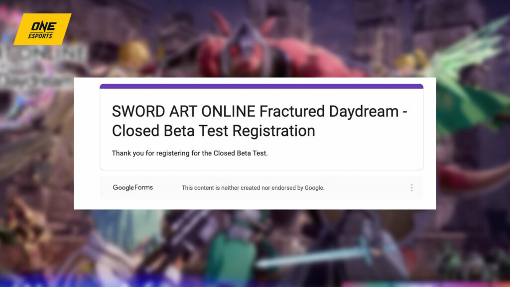 Sword Art Online Fractured Daydream complete registration