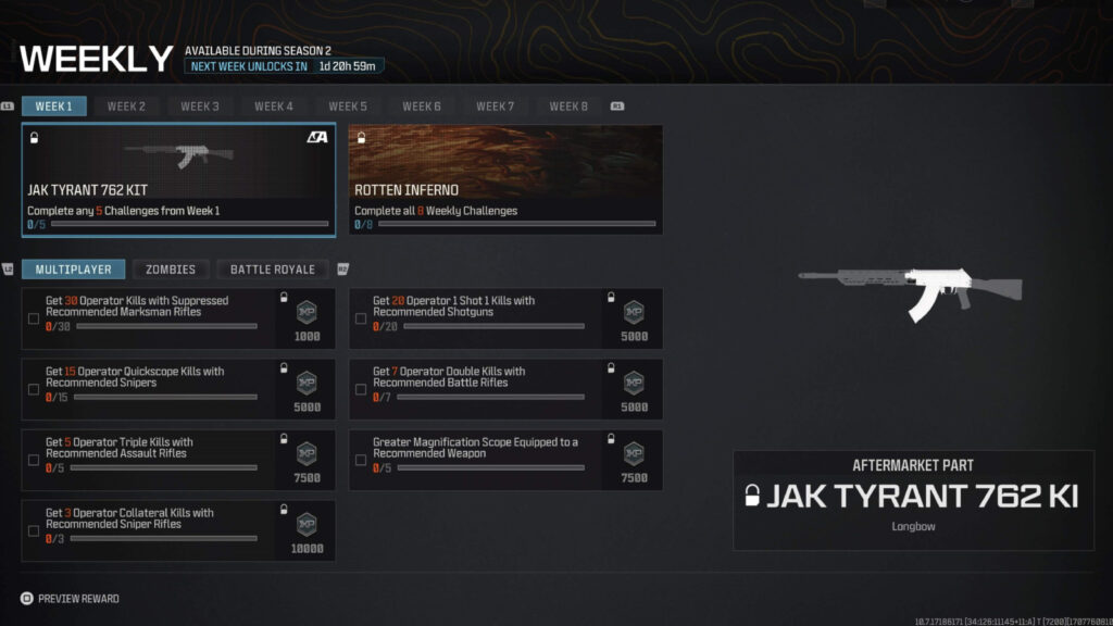 MW3 JAK Tyrant 762 kit unlock
