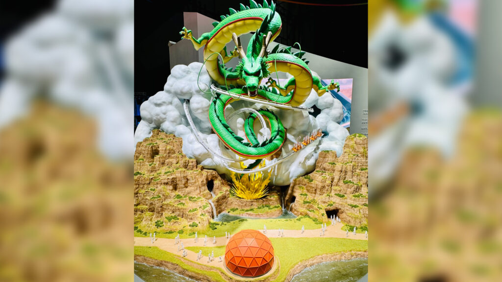 Shenron rollercoaster model from Qiddiya's Dragon Ball theme park