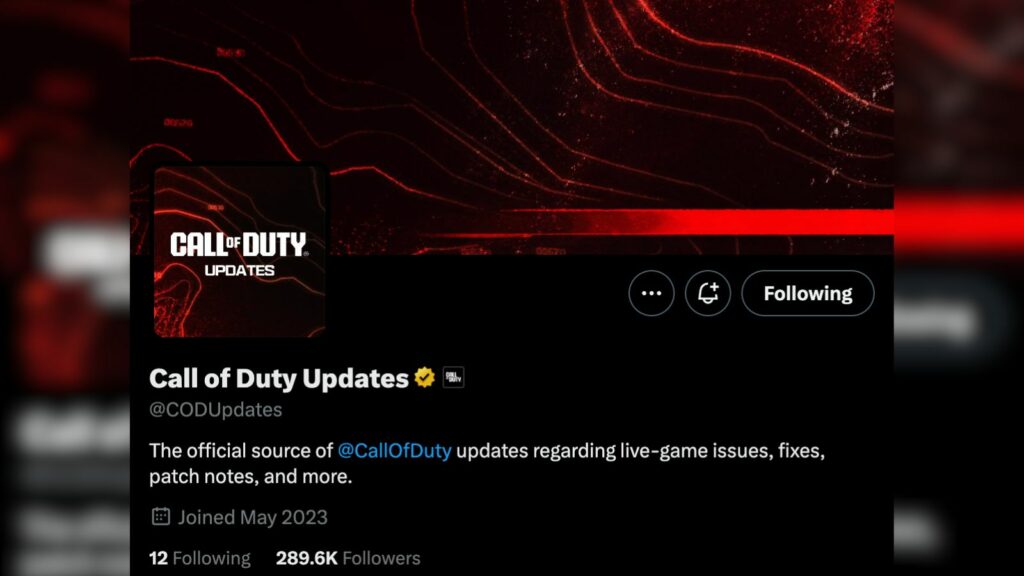 Call of Duty Updates verified page on X