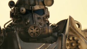 A Brotherhood of Steel power armor from the official trailer of Amazon Prime Video exclusive Fallout show