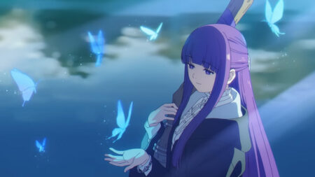 Mage Fern from Frieren: A Journey's End playing with magical butterflies