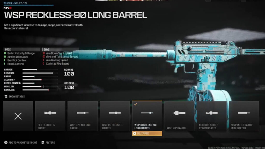 WSP Reckless-90 Long Barrel for Best WSP Swarm loadout MW3