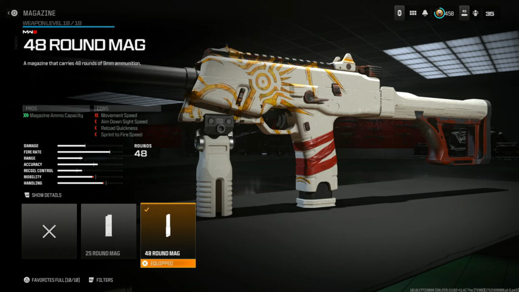 FJX Horus loadout in Modern Warfare 3 and Warzone featuring the 48 Round Mag