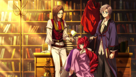 The Grimm Variations Netflix Anime Key Visual featuring Charlotte, Jacob, and Wilhelm