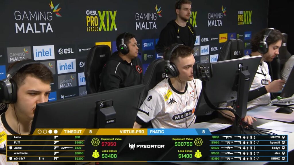 Virtus.pro vs. Fnatic at ESL Pro League Season 19 Group A