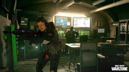 Two operators inside a control center in Warzone Rebirth Island