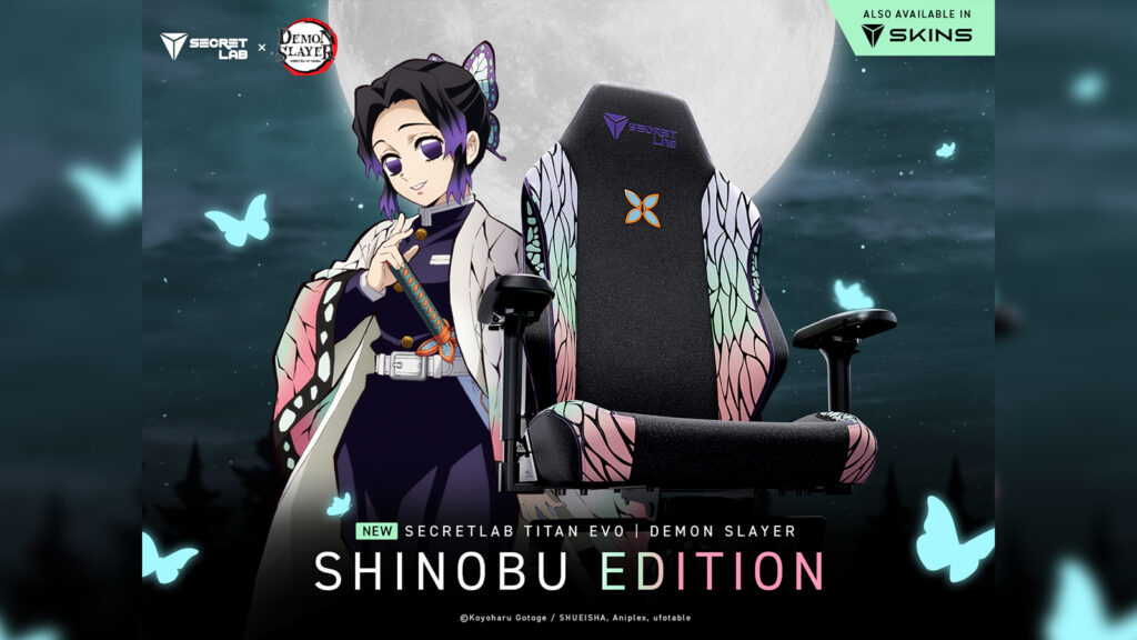 Demon Slayer Hashira Secretlab chair for the TITAN Evo Shinobu Edition, a chair designed after the Insect Hashira Shinobu Kocho