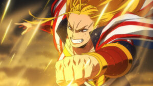My Hero Academia American hero Star and Stripe fighting off against the anime's main antagonist Shigaraki Tomura in season 7 episode 2
