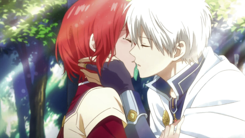 Snow White with the Red Hair, also known as Akagami no Shirayuki-hime, main characters Shirayuki and Zen Wistalia