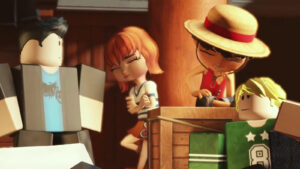 One Piece East Blue Brawls in Roblox featuring Nami and Monkey D. Luffy