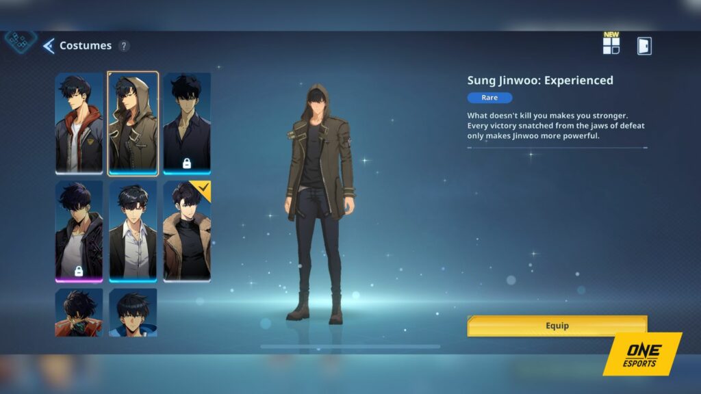 Solo Leveling Arise Sung Jinwoo costumes, Sung Jinwoo: Experienced
