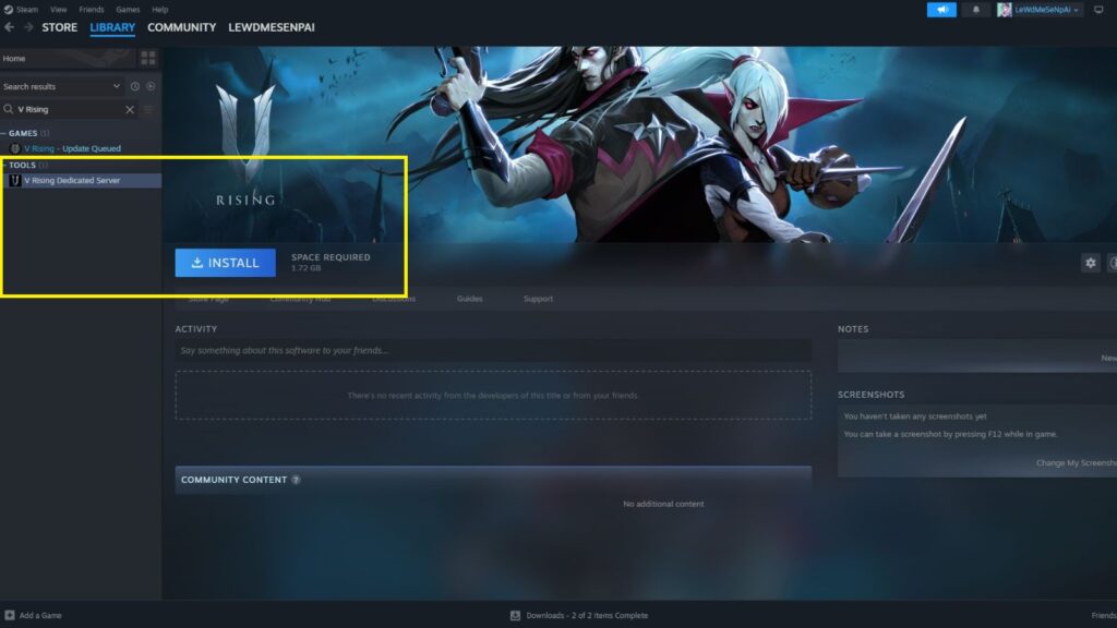 V Rising install dedicated server