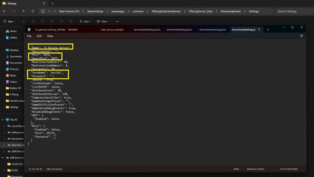V Rising server host settings