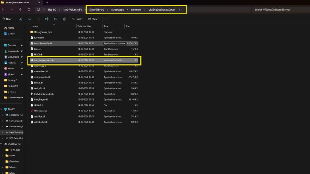 V Rising start server example