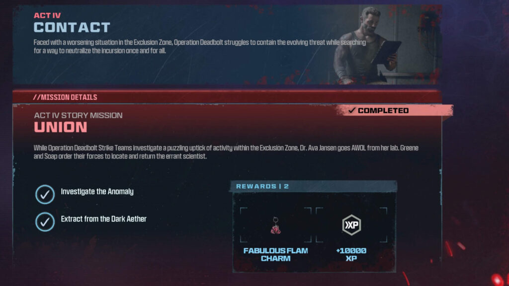 Union Story mission details in MW3 Zombies
