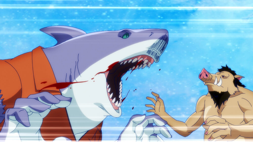Suicide Squad Isekai main character Kingshark seen eating a boar man in another world