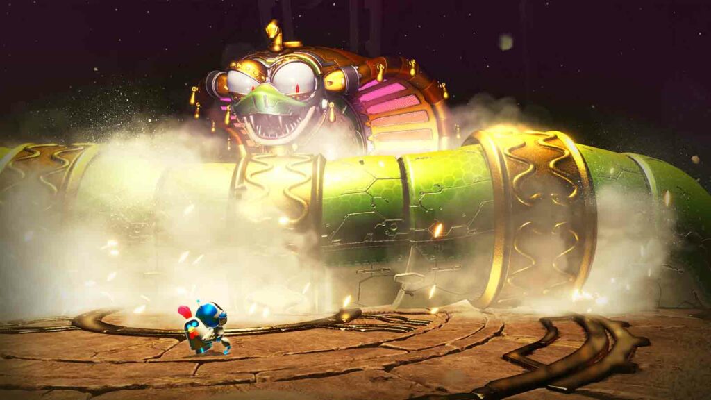 Mechanical Snake boss in Astro Bot game