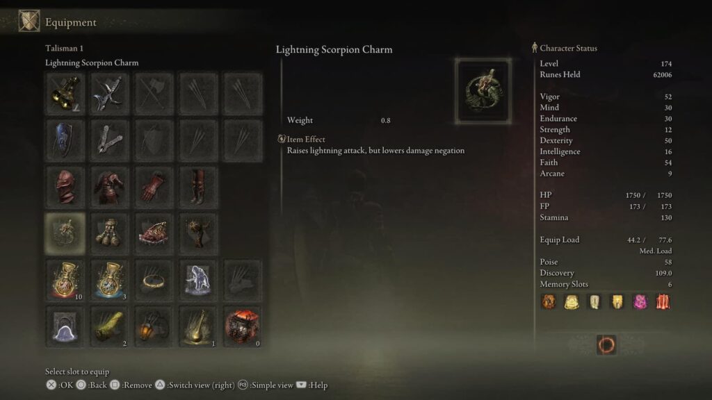Elden Ring Lightning Scorpion Charm