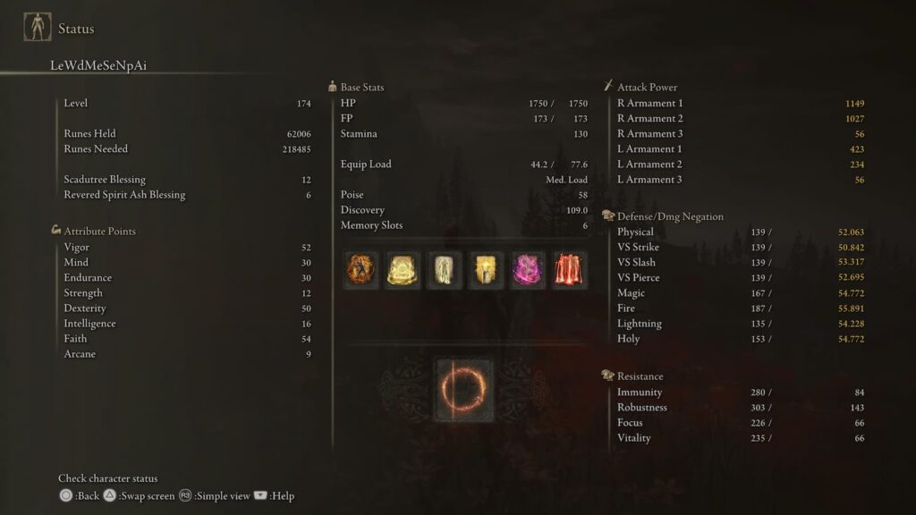 Elden Ring perfume bottle build stats