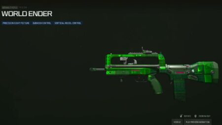 Preview of World Ender blueprint for FR 5.56 assault rifle in Modern Warfare 3