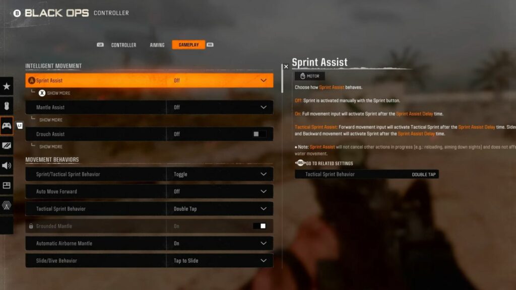 Black Ops 6 intelligent movement settings