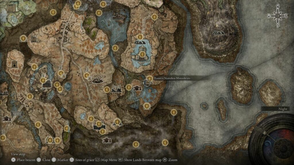 Elden Ring map eastern nameless mausoleum