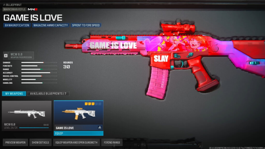 MW3 Game is Love blueprint details