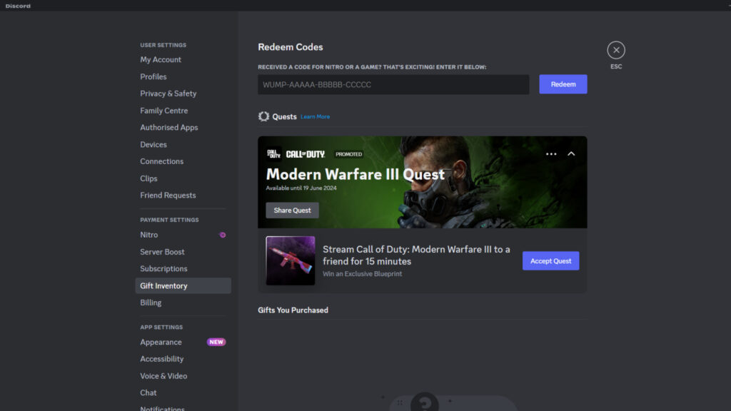 MW3 Game is love blueprint quest from Discord