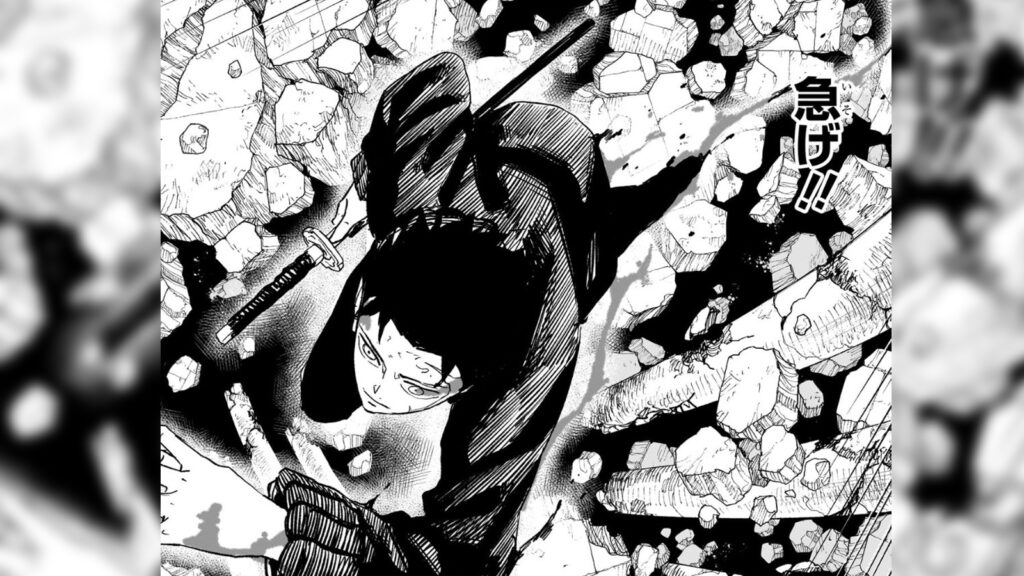 Kagurabachi main character Chihiro Rokuhira seen in chapter 43 of the manga