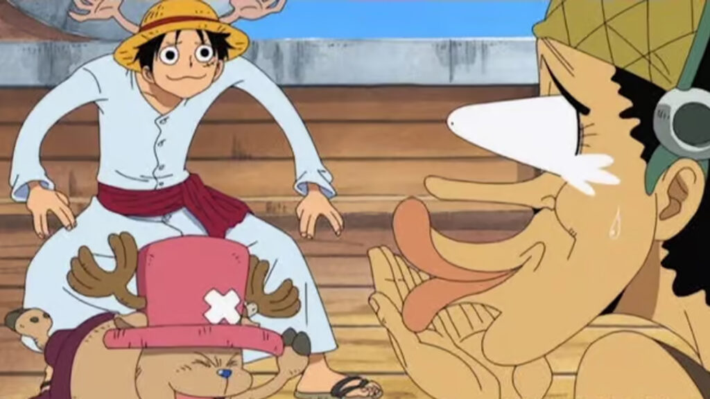 One Piece's Luffy, Chopper, and Usopp having fun
