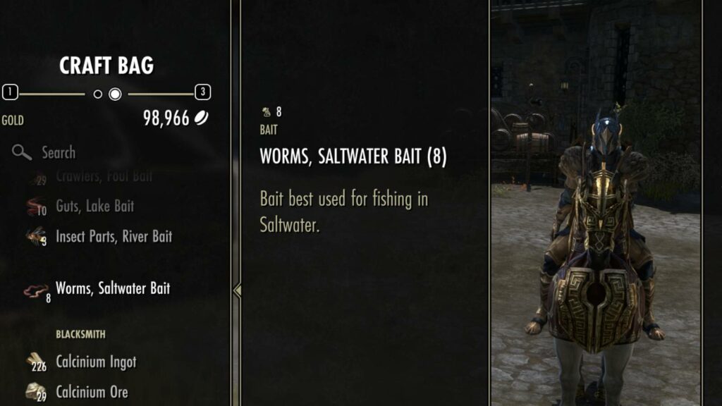 Elder Scrolls Online worms in craft bag
