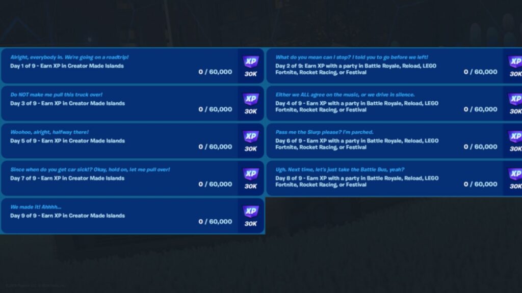 Fortnite quests for Fortnite Summer Road Trip missions