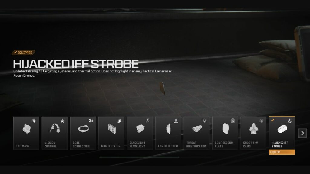 Hijacked IFF Strobe gear perk in Modern Warfare 3