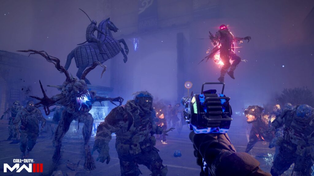 Unstable Rift filled with various types of undead in Modern Warfare 3 Zombies