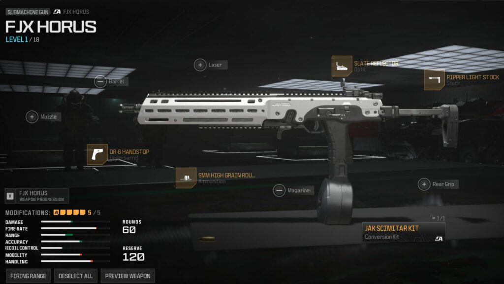 Best SMG for Warzone Rebirth Island in Season 4 Reloaded featuring the FJX Horus loadout with JAK Scimitar Kit