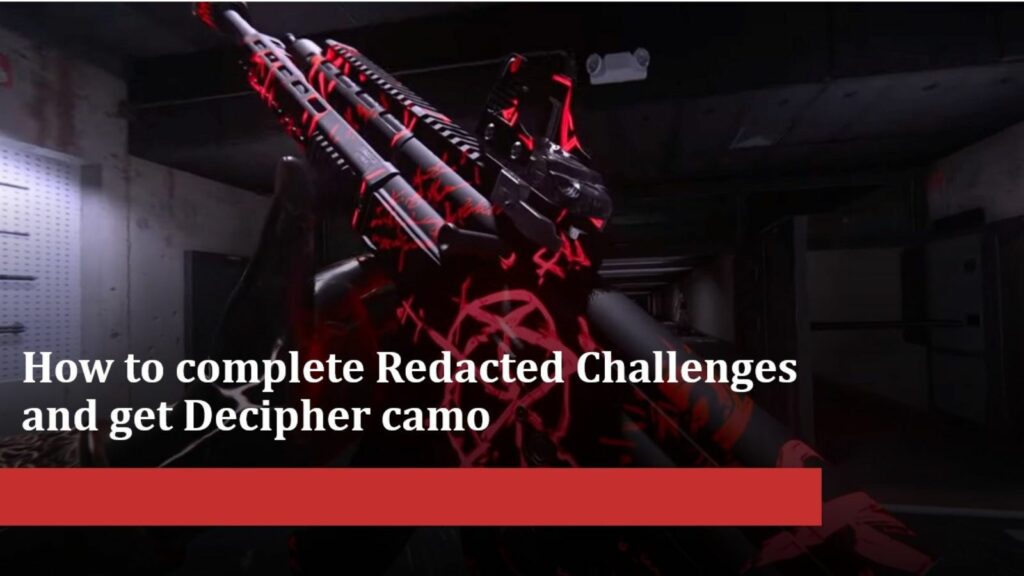 Decipher camo on asault rifle in ONE Esports' image for how to complete Redacted Challenges in Warzone and get the camo