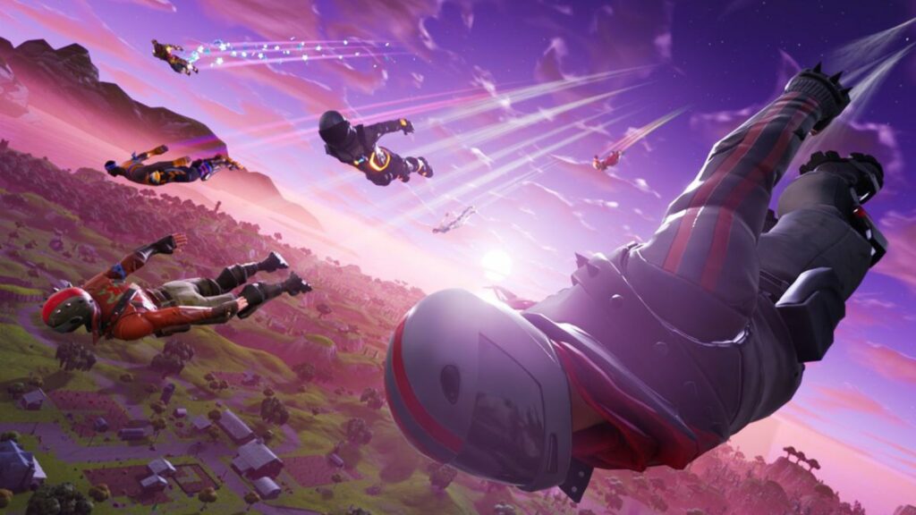 Fortnite characters diving