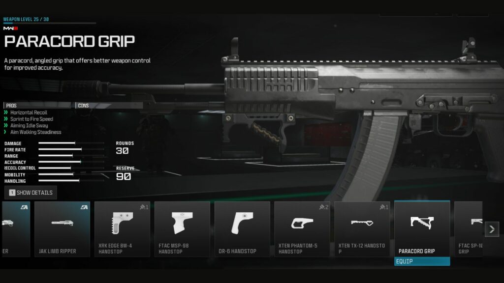 Paracord Grip underbarrel attachment in Modern Warfare 3 and Warzone