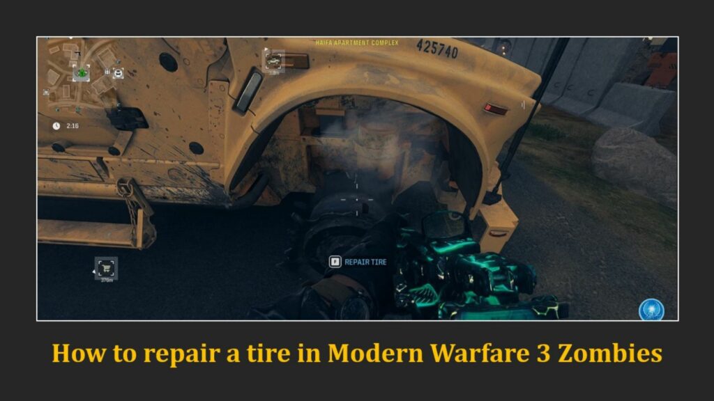 Repairing a vehicle's tire in Modern Warfare 3 Zombies in ONE Esports' image for how to do it